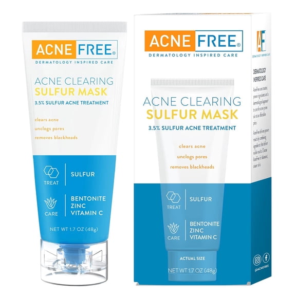 AcneFree Acne Clearing Mask, 3.5% Sulfur, Absorbs Excess Oil & Unclogs Pores, 1.7 oz