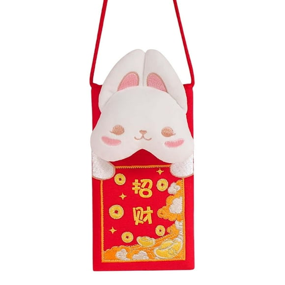 Bolso de hombro con sobre rojo de año Nuevo Lunar chino, monedero de conejo Hongbao, bolsillo rojo de para decoración de cumpleaños de Yotijar Monedero de sobre rojo