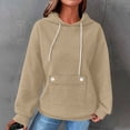 thumbnail image 1 of HongQid Womens Hoodies Casual Long Sleeve Drawstring Waffle Pullover Tops Loose Hooded Sweatshirt with Pocket, 1 of 4