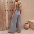 thumbnail image 5 of Jinhomg Dressy Strapless Jumpsuits for Women Summer Elegant Pleated Front Wide Leg One Piece Palazzo Pants Rompers Gray S, 5 of 10