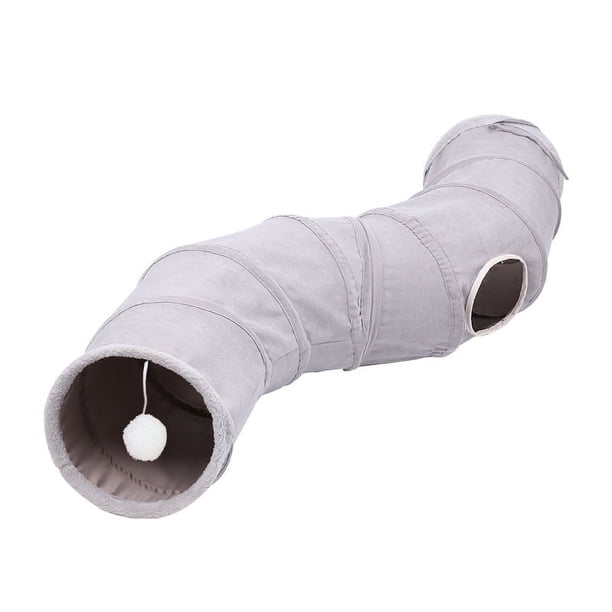 Juguete túnel para gatos en forma de S de gamuza para mascotas, juguete plegable con canal para gatos