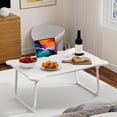 thumbnail image 2 of Bear Shape Bed Table, Laptop Bed Tray Table, Portable Lap Desk Bed Table Tray, Folding Couch Laptop Lap Desk with Storage Drawer, Cup Holder & Tablet Slot-White, 2 of 8