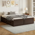 thumbnail image 3 of Harper & Bright Designs Queen Platform Beds with 6 Storage Drawers, Rustic Wood Queen Size Platform Bed Frame without Headboard, Espresso, 3 of 14