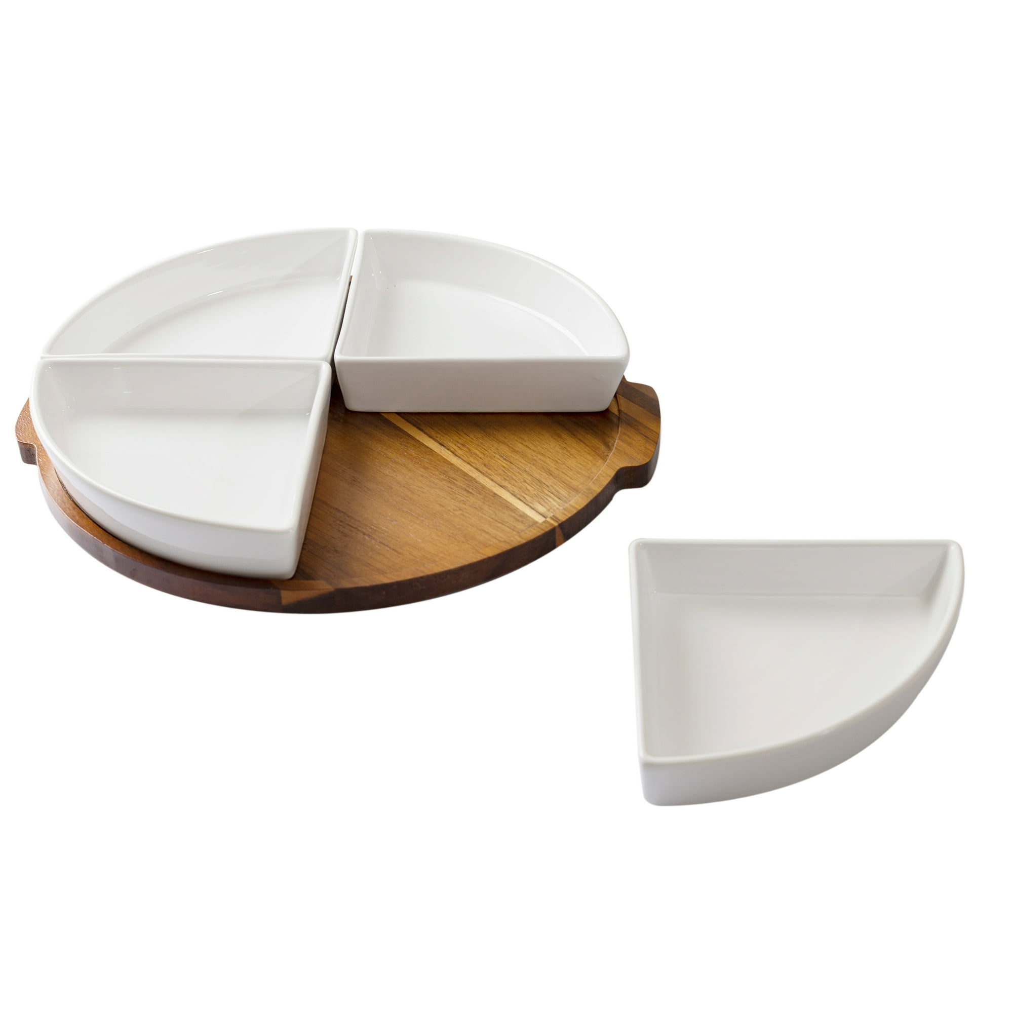 Better Homes & Gardens Acacia and Stoneware 5pc Lazy Susan Set