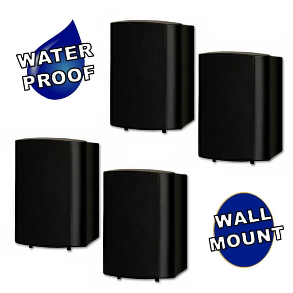 Theater Solutions TS425ODB Indoor or Outdoor Speakers Weatherproof Mountable Black 2 Pair Pack