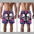 thumbnail image 3 of luoweisi Men's Beach Shorts Quick Dry Swim Trunks with Mesh Lining Couple Skulls L, 3 of 5