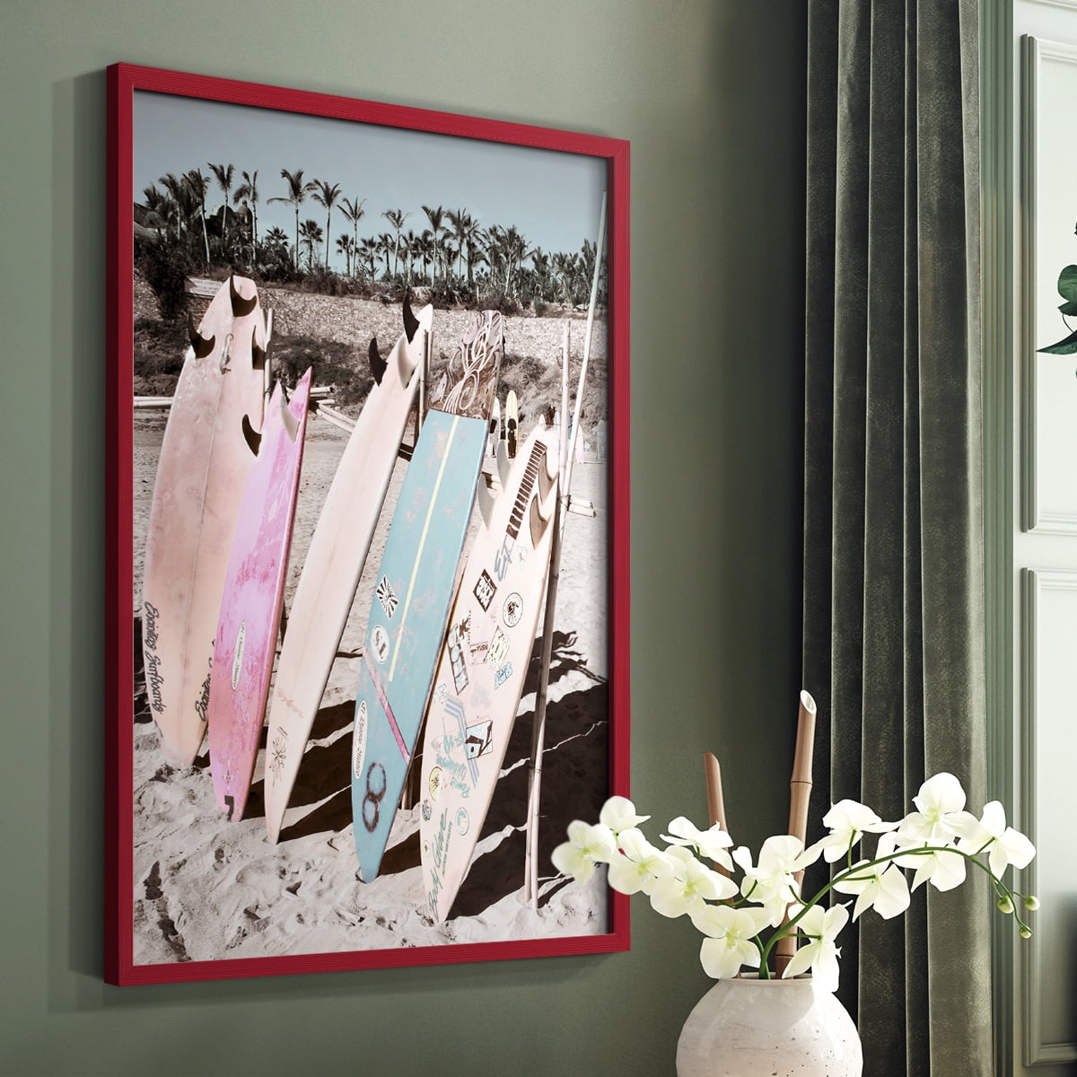 Wave Ready Framed Print in Red Solid Wood 11 x 14 Framed Print