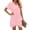 #0085-Pink, variant on Women's T-Shirt Dresses V Neck Short Sleeve Twist Knot Eyelet Solid Casual Dresses Modern Lightweight Loose Maxi Dresses Gift