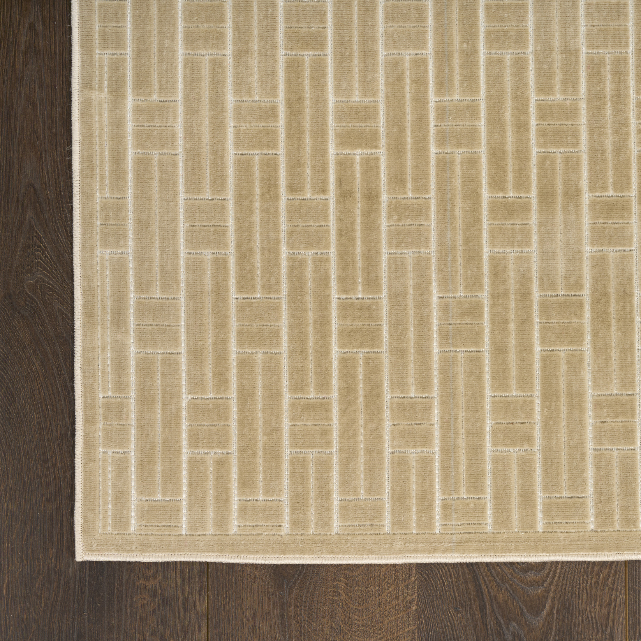 Nourison Washable Charm 2'2" x 8' Beige Ivory Modern Indoor Rug