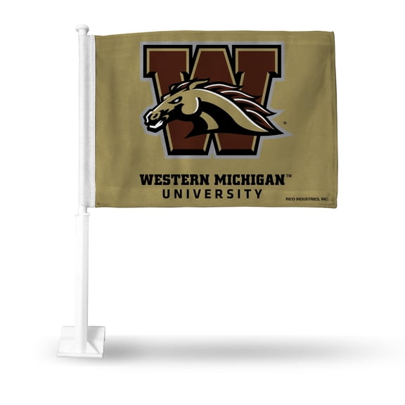 Western Michigan NCAA Broncos 14x19 Double Sided Window Mount Car Flag
