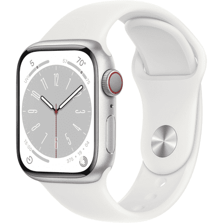 Apple Watch Series 8 41mm 4G Silver with White Sport Band a Grade