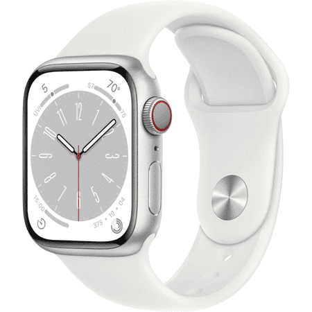 Apple Watch Series 8 41mm 4G Silver with White Sport Band a Grade