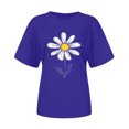 thumbnail image 4 of VBVC Women's Daisy Print Short Sleeve T-Shirt , Ladies' Lightweight Casual Crewneck Tee , Colorful Breathable Summer Tops For Women,Blue,S-2XL, 4 of 6