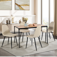 thumbnail image 4 of Homy Casa Set of 4 Modern Dining Chairs with Metal Legs and Upholstery Seats for Kitchen Café, Cream Fabric, 4 of 10