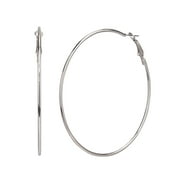 Time and Tru Adult Female 3 Pair Silver Tone Metal Hoop Earring Set- No Stones