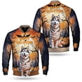 thumbnail image 3 of Mummy Alaskan Malamute Happy Halloween with Pumpkins Bats Spooky Fun All Over Print 3D Baseball Jacket Alaska Mal Dog Lovers Gifts Bomber Jacket Softball - 00019, 3 of 6