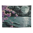 thumbnail image 5 of PRATYUS  Small Full Moon Over Ocean Tapestry Wall Hanging, Purple Japanese Cherry Blossom Wall Tapestry, Fantasy Asian Scenery Tapestry for Bedroom Living Room Dorm Home Decor, Painting, 5 of 6
