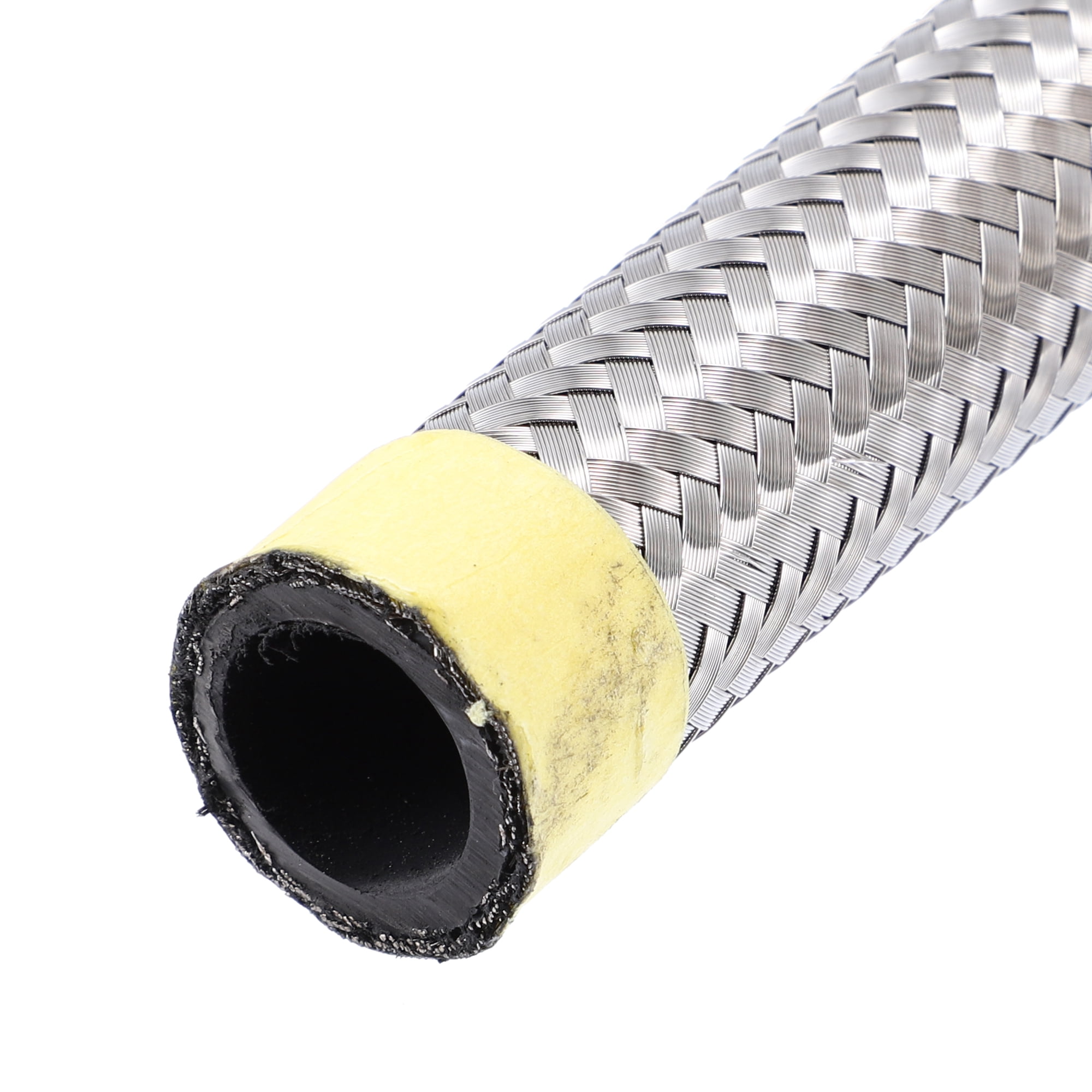 Unique Bargains 3ft 12AN Fuel Hose AN12 Universal Car Braided Stainless Steel CPE Oil Fuel Gas Line Hose Silver Tone