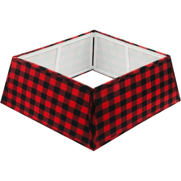 Tree Nest Contemporary Square Canvas Christmas Tree Collar, Buffalo Plaid, Large, 27.6in