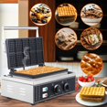 thumbnail image 3 of Huloretions Electric Waffle Making Machine,360°Rotating Commercial Electric Waffle Cone Maker,Non-Stick Flip Waffle Iron Waffle Maker 1200W Round Waffle Cone Iron Time Control Temperature Adjustable, 3 of 7