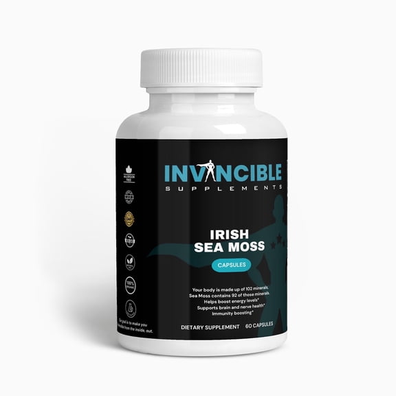 Invincible Supplements Organic Sea Moss Supplement with Organic Bladderwrack & Burdock Root – Immune Support, Digestive Health, Thyroid Support