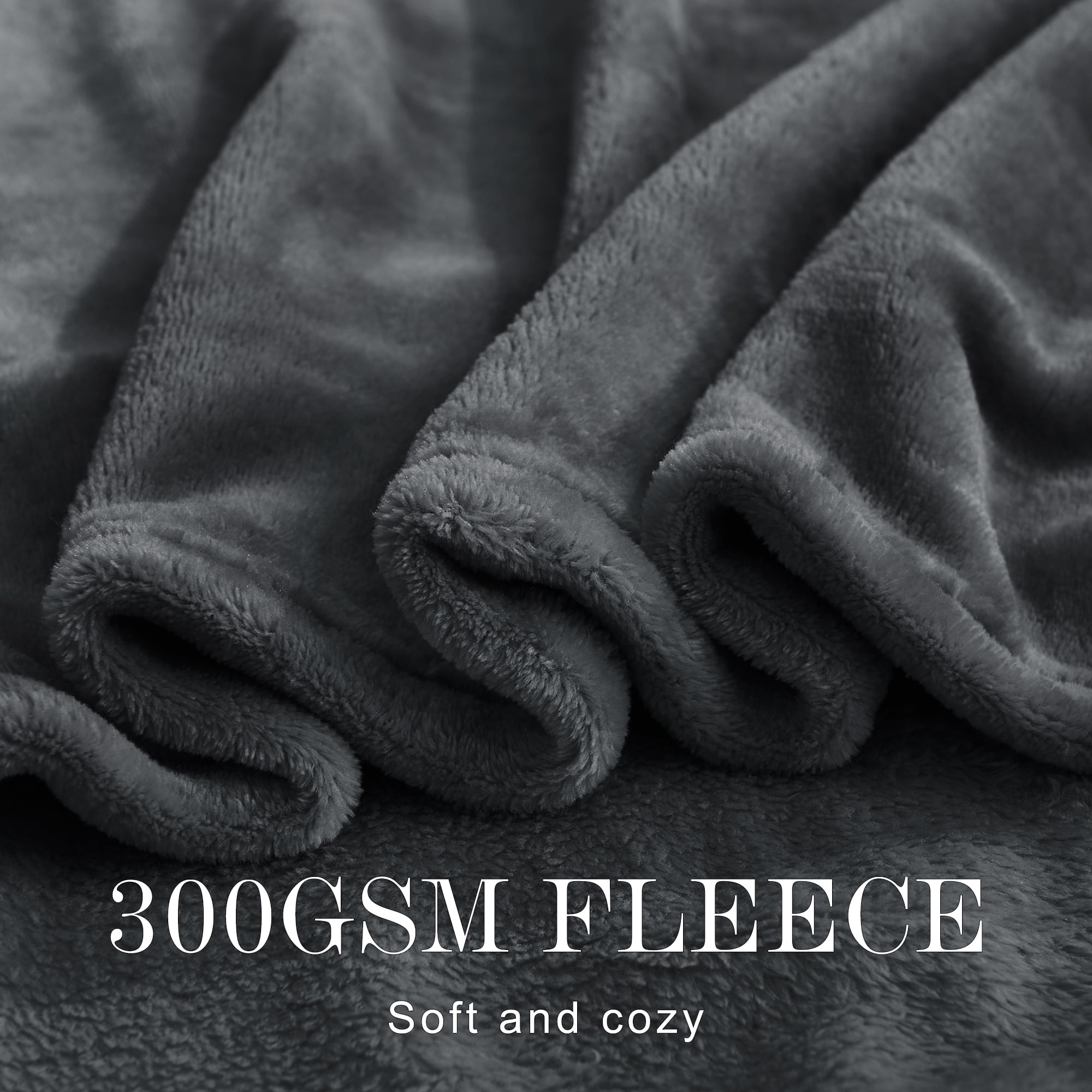 NICETOWN Fleece Throw Blanket for Couch Lightweight Plush Fuzzy Cozy Soft Blankets and Throws for Sofa/Bed/Travel/Camping, 50" x 60", Dark Grey