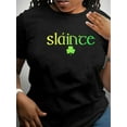 thumbnail image 1 of Camisetas para mujer, de verano, casual, manga corta, cuello redondo, con estampado, color blanco negro, blusaWomen's Fashion Clover Print T-Shirt - Casual Round Neck Short Sleeve, Stretchy Polyeste, 1 of 7
