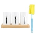 thumbnail image 1 of Oak Wooden Base Chopstick Rest, Chopsticks Holder Rack Cutlery Storage Box Drain Rack Knife Organizer Kitchen Tools, 1 of 8
