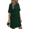 thumbnail image 5 of Summer Beach Dresses for Womens 2026 Oversize Fashion Casual Solid Color Short Sleeve Round Neck Bandage Dress Ladies Skirt, 5 of 7