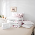 thumbnail image 6 of Manfei White Pink Floral 7-Piece Bedding Comforter Set, Tokyo Japanese Blossoms Flower King Bedding Sets, Teens Kids Girls Women Reversible Bed Sheets, Breathable Home Decor, 6 of 8