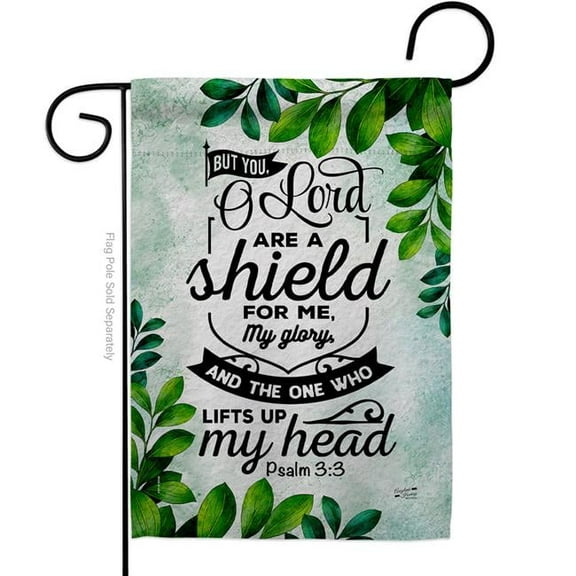 Angeleno Heritage G130388-BO 13 x 18.5 in. O Lord Are A Shield Religious Bible Verses Double-Sided Vertical House Decoration Banner Garden Flag - Yard Gift