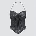 thumbnail image 2 of Kilaqueen Tank Tops for Women Lace Bow Sleeveless Halter V Neck Spaghetti Strap Y2k Tank Backless Sexy Fairy Grunge Nightclub Party Shirts, 2 of 7