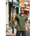 thumbnail image 4 of COOFANDY Mens Polo Shirt Casual Short Sleeve Button Collared Polo Golf Shirt Pocket Soild Cotton Tees T Shirt Green, 4 of 9