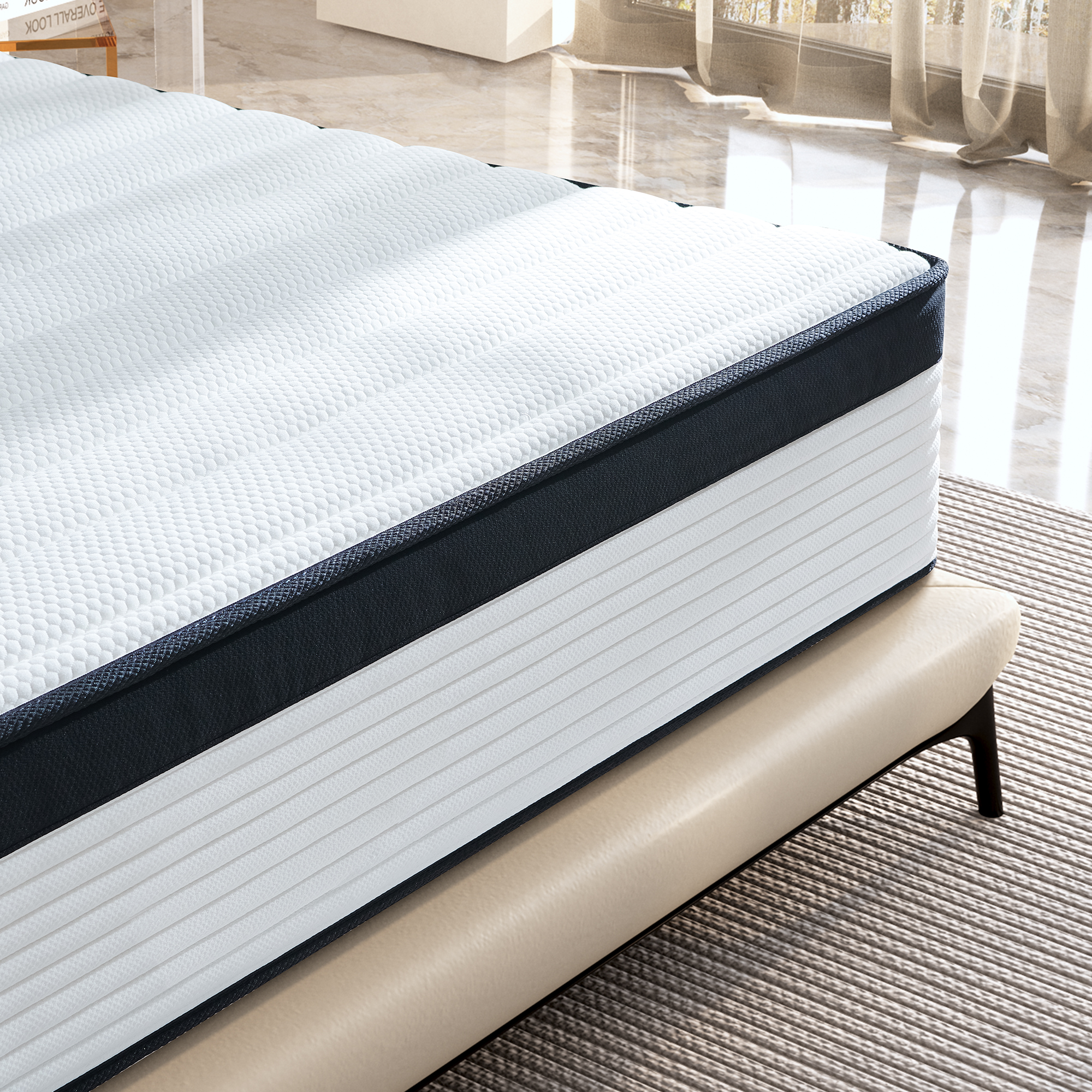 Queen Mattress, JIAVA 12" Plush Hybrid Innerspring and Memory Foam Mattress with Pressure Relief for Adult