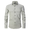 thumbnail image 2 of OIOLOYJM Mens Dress Shirts Solid Casual Slim Fit Long Sleeve Shirts Wedding Button Down Clothing Vintage Collared Classic T shirt Khaki L, 2 of 4