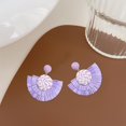 thumbnail image 5 of Fan-shaped Raffia Earrings Handmade Rattan Fringe Tassel Lightweight Straw Wicker Dangle Drop Earrings Bohemian Jewelry, 5 of 10