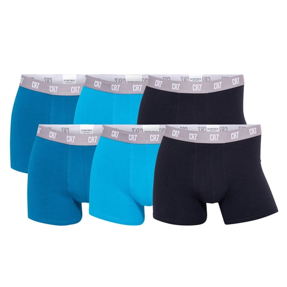 CR7 Hombre Calzoncillos, Paquete de 6 - Trunks, Algodón Orgánico elástico Turquesa/Negro S (Small)