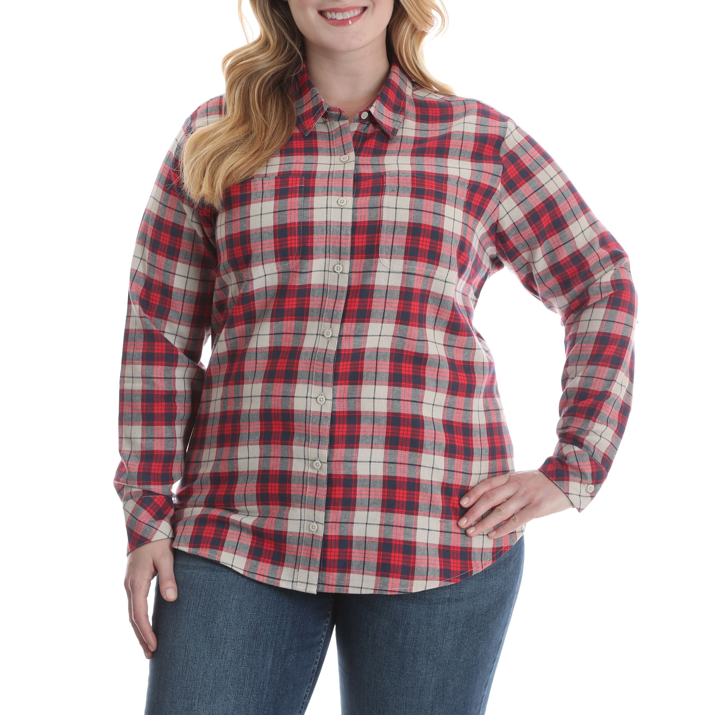 Women's Plus Plaid Flannel Shirt - Walmart.com