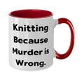 thumbnail image 2 of Cute Knitting Gifts, Knitting Because Murder is Wrong, Fun Holiday Two Tone 11oz Mug From Friends, 2 of 2
