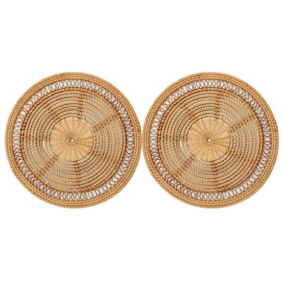 2X Cesta de Pared Tejida para El Hogar Decoración del Hogar Boho Natural Decoración Decorativa de Ratán Decoración de Pared Tejida Colgante de Pared Tejido 11,8 Pulgadas