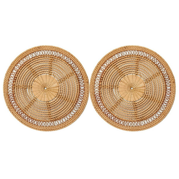 2X Cesta de Pared Tejida para El Hogar Decoración del Hogar Boho Natural Decoración Decorativa de Ratán Decoración de Pared Tejida Colgante de Pared Tejido 11,8 Pulgadas