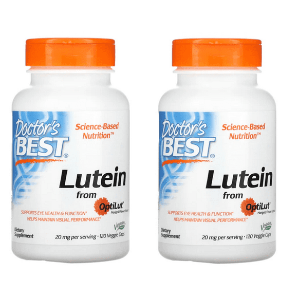 Doctor's Best, Lutéine avec OptiLut, 20 mg, 120 Gélules Végétales - 2 Boîtes