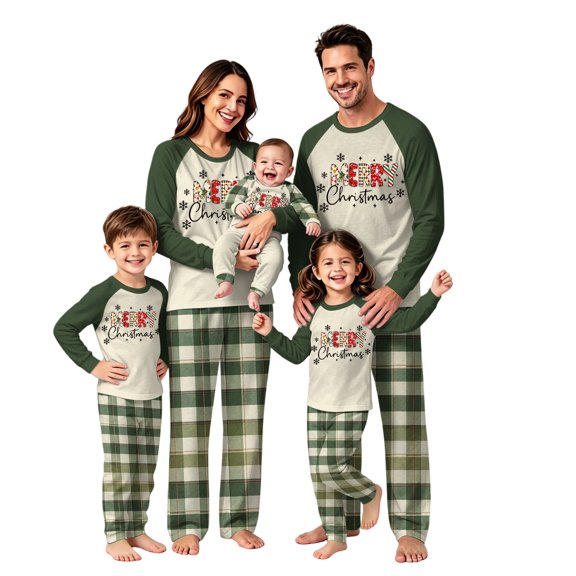 Lvotionpl 2026 Family Christmas Pajamas Matching Sets, Match Family Christmas Pjs Long Sleeve Top & Pants Set Matching Holiday Family Pajama Xmas Sets