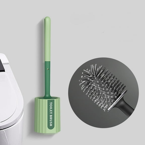 Vxdvou Toilet Brush with Hard Bristles, Compact and Modern Bathroom Cleaner Kit, Long Handle Toilet Bowl Brush for Efficient Bathroom Cleaning, Ergonomic Handle, White/Orange/Green