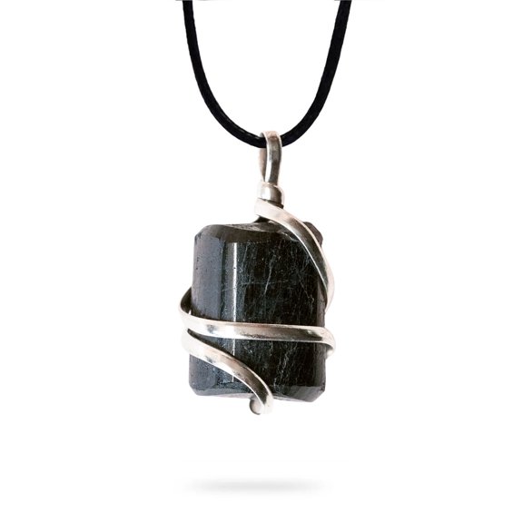 Raw Black Tourmaline Crystal Healing Pendant Necklace - Premium Carrying Pouch - Crystal Gifts for Women