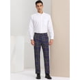 thumbnail image 3 of Pantalones de vestir a cuadros para hombre, corte regular, formales, de negocios, a cuadros Azul marino S, 3 of 6