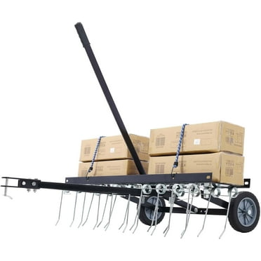 Lawn Dethatcher Tow Behind Dethatcher, 40" Landscape Rake, Lawn Tractor Rake, Tine Tow Dethatcher Pull Behind Mower, Riding Lawn Mower Attachments for Outdoor Yard Tools Lawn Care