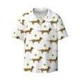 thumbnail image 4 of Uemuo Dachshund Going To Play Tennis Pattern Cotton Linen Short Sleeve Shirts,Casual Lightweight Button Down Shirts,Vacation Beach Summer Tops-Medium, 4 of 7