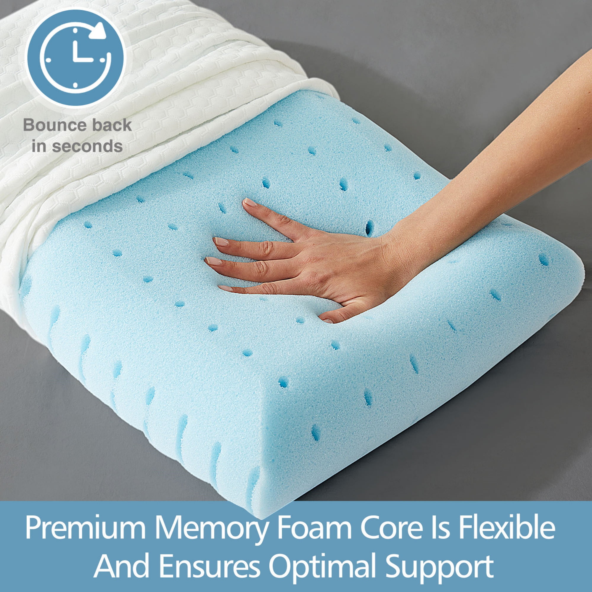 EDX Standard Size Memory Foam Pillows,Neck Pain Relief Pillows with Washable Cover and Breathable Mesh for Side, Back and Stomach Sleepers,3 Pack