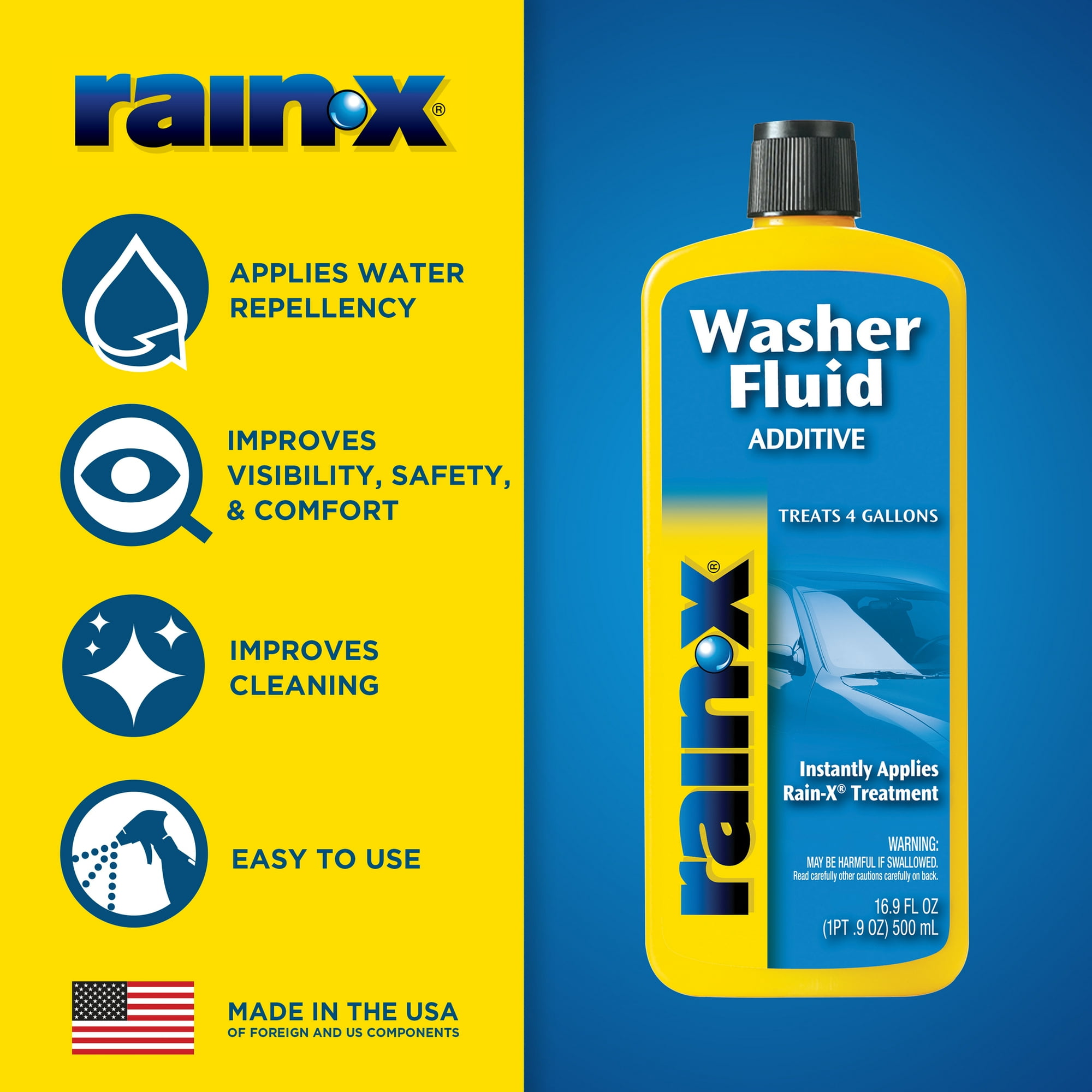 Rain-X Washer Fluid Additive 16.9 oz Bottle for Enhanced Cleaning